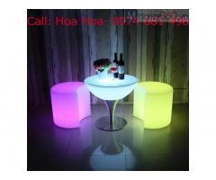 Bàn led ghế led cafe, bàn ghế nhựa led 16 màu