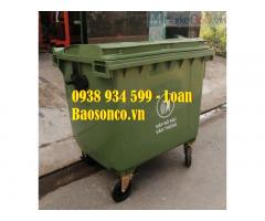 Xe thu gom rác 660L nhựa hpde,thùng rác công cộng 660 lít giá rẻ