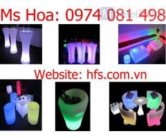 Bàn ghế nhựa led nhiều màu, bàn ghế cafe giá rẻ