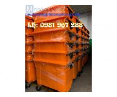 Nơi cung cấp xe gom rác 660 lít màu cam