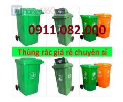 Nơi cung cấp thùng rác giá rẻ tại trà vinh- thùng rác 120 lít 240 lít 660 lít màu xanh-