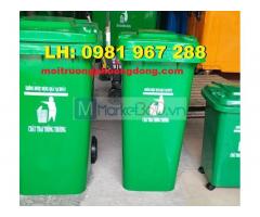 Cung cấp thùng rác nhựa HDPE 120 Lít màu xanh