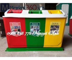 Thùng rác 3 ngăn dùng trong bệnh viện, trường học, sân vườn Ms Nguyệt