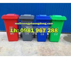 Thùng rác nhựa màu đỏ 240 lít công cộng