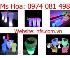 Bàn led ghế led nhiều màu, quầy bar led, decor led