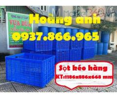 Sọt 26 bánh xe,sóng nhựa hở HS 015, sọt nhựa có bánh xe kéo hàng, sọt nhựa kích thước lớn kéo hàng