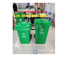 Bán thùng rác nhựa 100L màu xanh tại Hà Nội
