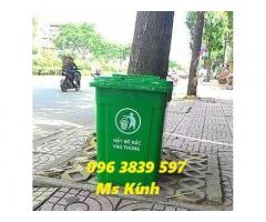 Thùng rác nhựa 90 lít nắp kín, thùng rác công cộng chất lượng
