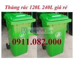 Cung cấp thùng rác nhựa, thùng rác 120l 240l 660l màu xanh giá rẻ tại cần thơ