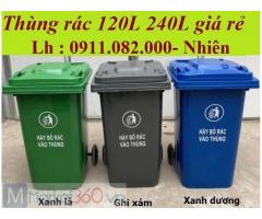 Thùng rác nhựa giá rẻ tại vĩnh long- thùng rác màu xanh nhựa hdpe 120L 240L