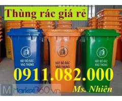 Thùng rác y tế 120l 240l màu vàng giá rẻ- thùng rác phân loại 3 ngăn giá sỉ-