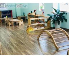 Cầu trượt vận động liên hoàn bằng gỗ dành cho trẻ em mầm non