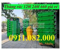 Thùng rác nhựa công nghiệp sài gòn giá ưu đãi- thùng rác 120l 240l 660l giá rẻ-
