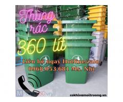 Thùng rác công cộng 360L xanh lá - Giải pháp hoàn hảo cho môi trường sạch và gọn gàng!