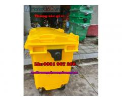 Bán thùng rác nhựa màu vàng 660L
