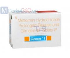 Viên nén Gemer 1mg - glimepiride 1 mg và metformin 500 mg