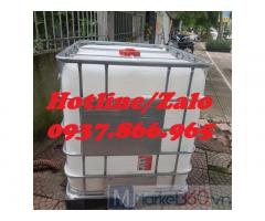 Bồn đựng dung dịch lỏng, bồn IBC 1000l cũ đựng coca, tank IBC đựng thực phẩm