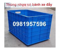 Thùng nhựa có bánh xe đẩy kích thước 78x50x43 cm