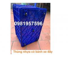 Thùng nhựa có bánh xe đẩy kích thước 78x50x43 cm