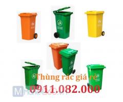 Thùng rác nhựa giá tốt- thùng rác 120l 240l 660l màu xanh, cam giá rẻ tại miền tây-