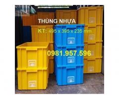 Thùng nhựa đặc kích thước 495 x 395 x 235 mm, khay nhựa, sóng nhựa bít