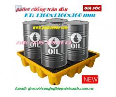 Pallet nhựa chống tràn dầu 4 phuy