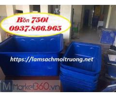 Thùng đựng hải sản, thùng 1 khối, thùng dung tích lớn 1000l màu xanh, thùng chữ nhật dung tích lớn