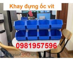 Khay nhựa đựng ốc vít là dòng khay nhựa đựng linh kiện, vát một đầu, có tắc kê chồng tầng