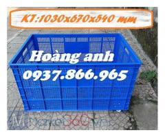 Sọt nhựa có bánh xe, sóng nhựa hở, sóng kẻ to, sọt nhựa, sọt nhựa đẩy hàng