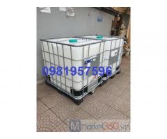 Bồn nhựa 1000 lít, tank nhựa IBC 1000l, Bồn nhựa khung sắt cũ mới