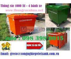 Thùng rác composite 1000 Lít mở 2 nắp