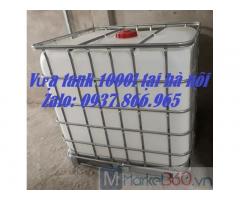 Thùng chứa 1000l cũ có khung thép, bồn IBC, bồn cũ độ mới 80%, bồn đựng thực phẩm , tank nhựa 1000l