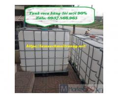 Thùng chứa 1000l cũ có khung thép, bồn IBC, bồn cũ độ mới 80%, bồn đựng thực phẩm , tank nhựa 1000l